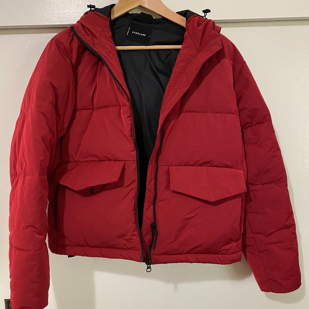 Everlane Cropped Puffer in Red